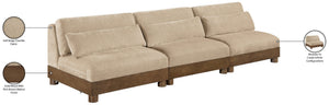 Meridian Furniture Turin Modular Sofa Plush Chenille Upholstery Art Deco Style Walnut Frame Living Room 606Beige-S3B