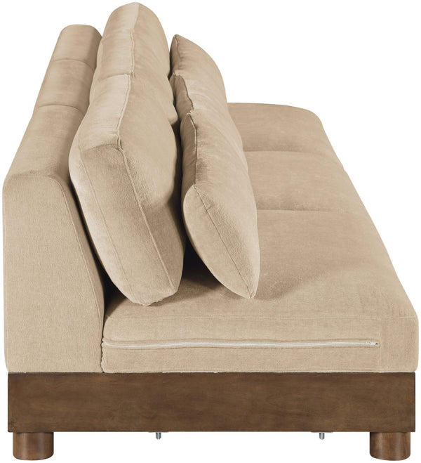 Meridian Furniture Turin Modular Sofa Plush Chenille Upholstery Art Deco Style Walnut Frame Living Room 606Beige-S3B
