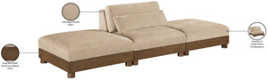 Meridian Furniture Turin Modular Sofa Three Piece Chenille Upholstered Art Deco Living Room Seating 606Beige-S3C