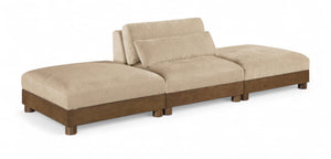 Meridian Furniture Turin Modular Sofa Three Piece Chenille Upholstered Art Deco Living Room Seating 606Beige-S3C