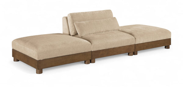 Meridian Furniture Turin Modular Sofa Three Piece Chenille Upholstered Art Deco Living Room Seating 606Beige-S3C