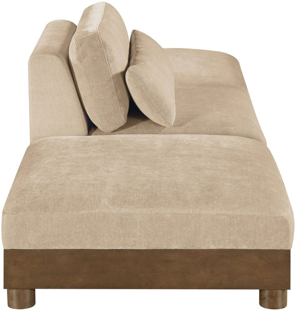 Meridian Furniture Turin Modular Sofa Three Piece Chenille Upholstered Art Deco Living Room Seating 606Beige-S3C