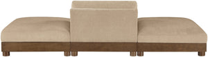 Meridian Furniture Turin Modular Sofa Three Piece Chenille Upholstered Art Deco Living Room Seating 606Beige-S3C