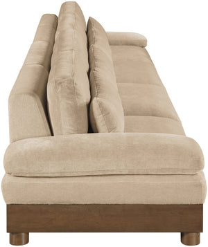 Meridian Furniture Turin Four Piece Modular Sectional Chenille Sofa with Walnut Legs for Living Room 606Beige-S4A