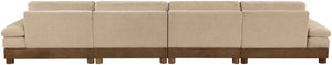 Meridian Furniture Turin Four Piece Modular Sectional Chenille Sofa with Walnut Legs for Living Room 606Beige-S4A
