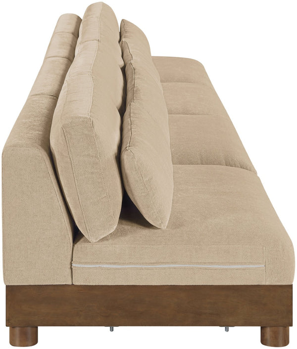 Meridian Furniture Turin Four Piece Modular Sectional Sofa in Plush Chenille with Walnut Legs 606Beige-S4B