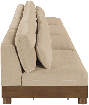 Meridian Furniture Turin Four Piece Modular Sectional Sofa in Plush Chenille with Walnut Legs 606Beige-S4B