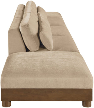 Meridian Furniture Turin Five Piece Modular Sofa Plush Chenille Art Deco Low Profile Living Room 606Beige-S5A