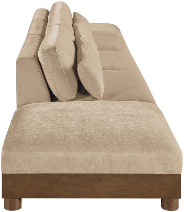 Meridian Furniture Turin Five Piece Modular Sofa Plush Chenille Art Deco Low Profile Living Room 606Beige-S5A