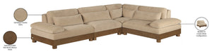 Meridian Furniture Turin Four Piece Modular Sectional Plush Chenille Upholstery Art Deco Living Room Sofa 606Beige-Sec4A