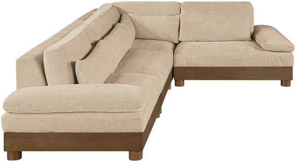 Meridian Furniture Turin Four Piece Modular Sectional Plush Chenille Upholstery Art Deco Living Room Sofa 606Beige-Sec4A