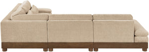 Meridian Furniture Turin Four Piece Modular Sectional Plush Chenille Upholstery Art Deco Living Room Sofa 606Beige-Sec4A