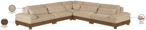 Meridian Furniture Turin Five Piece Modular Sectional Plush Chenille Art Deco Living Room Sofa 606Beige-Sec5B