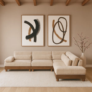Meridian Furniture Turin Five Piece Modular Sectional Plush Chenille Art Deco Living Room Sofa 606Beige-Sec5B