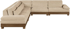 Meridian Furniture Turin Five Piece Modular Sectional Plush Chenille Art Deco Living Room Sofa 606Beige-Sec5B