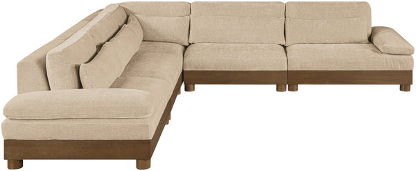 Meridian Furniture Turin Five Piece Modular Sectional Plush Chenille Art Deco Living Room Sofa 606Beige-Sec5B