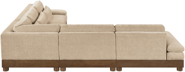 Meridian Furniture Turin Five Piece Modular Sectional Plush Chenille Art Deco Living Room Sofa 606Beige-Sec5B