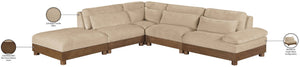 Meridian Furniture Turin Five Piece Modular Sectional Plush Chenille Upholstery Art Deco Living Room 606Beige-Sec5D