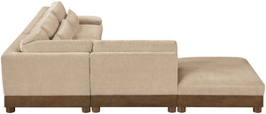 Meridian Furniture Turin Five Piece Modular Sectional Plush Chenille Upholstery Art Deco Living Room 606Beige-Sec5D