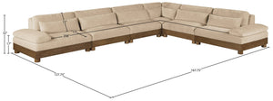Meridian Furniture Turin Six Piece Modular Sectional Soft Chenille Art Deco Low Profile Living Room Sofa 606Beige-Sec6A