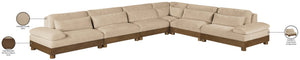 Meridian Furniture Turin Six Piece Modular Sectional Soft Chenille Art Deco Low Profile Living Room Sofa 606Beige-Sec6A