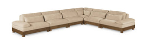 Meridian Furniture Turin Six Piece Modular Sectional Soft Chenille Art Deco Low Profile Living Room Sofa 606Beige-Sec6A