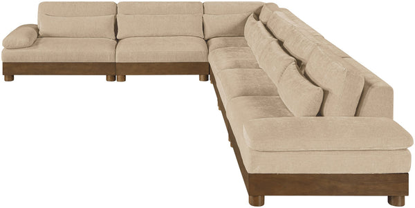 Meridian Furniture Turin Six Piece Modular Sectional Soft Chenille Art Deco Low Profile Living Room Sofa 606Beige-Sec6A