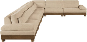 Meridian Furniture Turin Six Piece Modular Sectional Soft Chenille Art Deco Low Profile Living Room Sofa 606Beige-Sec6A