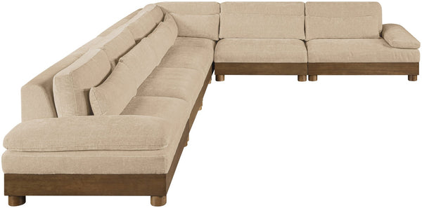 Meridian Furniture Turin Six Piece Modular Sectional Soft Chenille Art Deco Low Profile Living Room Sofa 606Beige-Sec6A