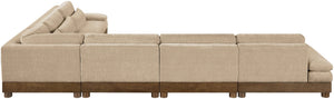 Meridian Furniture Turin Six Piece Modular Sectional Soft Chenille Art Deco Low Profile Living Room Sofa 606Beige-Sec6A
