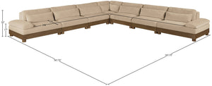 Meridian Furniture Turin Seven Piece Modular Sectional Plush Chenille Art Deco Living Room Anchor 606Beige-Sec7A