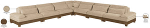 Meridian Furniture Turin Seven Piece Modular Sectional Plush Chenille Art Deco Living Room Anchor 606Beige-Sec7A