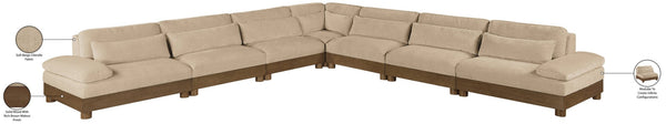 Meridian Furniture Turin Seven Piece Modular Sectional Plush Chenille Art Deco Living Room Anchor 606Beige-Sec7A