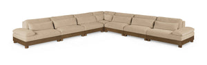 Meridian Furniture Turin Seven Piece Modular Sectional Plush Chenille Art Deco Living Room Anchor 606Beige-Sec7A