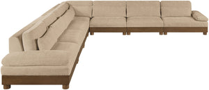 Meridian Furniture Turin Seven Piece Modular Sectional Plush Chenille Art Deco Living Room Anchor 606Beige-Sec7A