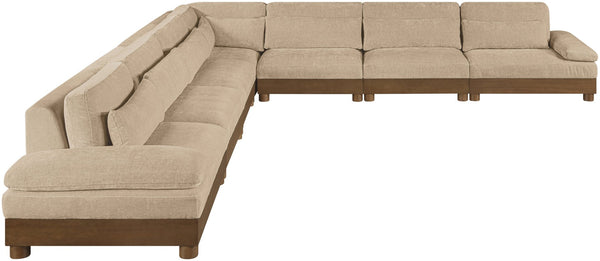 Meridian Furniture Turin Seven Piece Modular Sectional Plush Chenille Art Deco Living Room Anchor 606Beige-Sec7A