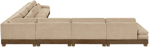 Meridian Furniture Turin Seven Piece Modular Sectional Plush Chenille Art Deco Living Room Anchor 606Beige-Sec7A