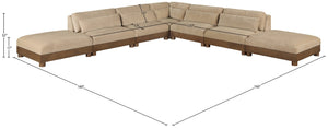Meridian Furniture Turin Seven Piece Modular Sectional Plush Chenille Art Deco Lounge for Living Rooms 606Beige-Sec7B