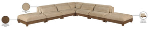 Meridian Furniture Turin Seven Piece Modular Sectional Plush Chenille Art Deco Lounge for Living Rooms 606Beige-Sec7B