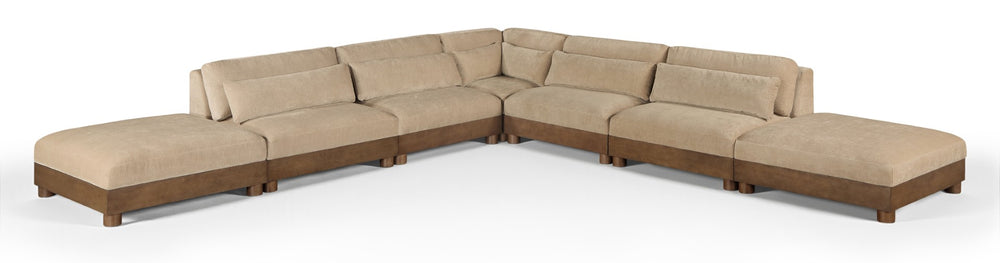 Meridian Furniture Turin Seven Piece Modular Sectional Plush Chenille Art Deco Lounge for Living Rooms 606Beige-Sec7B