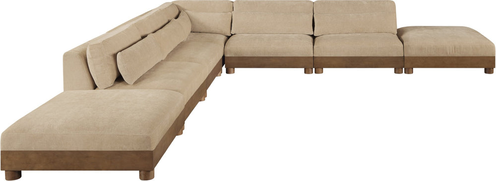 Meridian Furniture Turin Seven Piece Modular Sectional Plush Chenille Art Deco Lounge for Living Rooms 606Beige-Sec7B