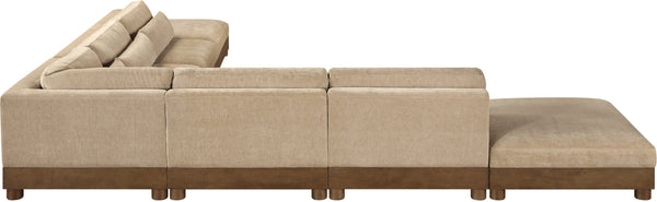 Meridian Furniture Turin Seven Piece Modular Sectional Plush Chenille Art Deco Lounge for Living Rooms 606Beige-Sec7B