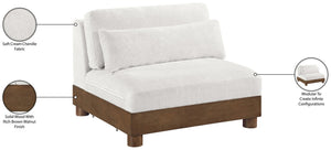 Meridian Furniture Turin Chenille Armless Modular Chair Art Deco Oak Frame Plush Living Room Seating Cream 606 606Cream-Armless