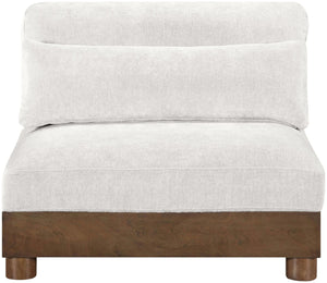 Meridian Furniture Turin Chenille Armless Modular Chair Art Deco Oak Frame Plush Living Room Seating Cream 606 606Cream-Armless