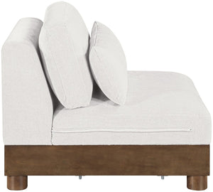 Meridian Furniture Turin Chenille Armless Modular Chair Art Deco Oak Frame Plush Living Room Seating Cream 606 606Cream-Armless