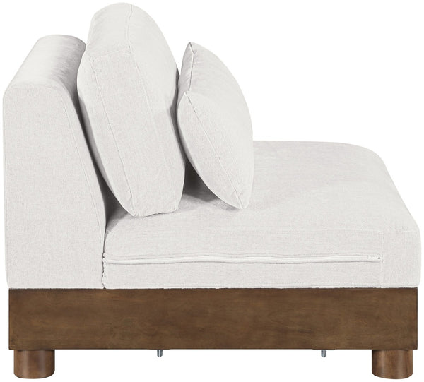 Meridian Furniture Turin Chenille Armless Modular Chair Art Deco Oak Frame Plush Living Room Seating Cream 606 606Cream-Armless