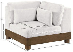 Meridian Furniture Turin Modular Corner Chair Art Deco Chenille Upholstery Low Profile Sectional Living Room Cream - A 606Cream-Corner