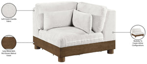 Meridian Furniture Turin Modular Corner Chair Art Deco Chenille Upholstery Low Profile Sectional Living Room Cream - A 606Cream-Corner