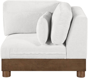 Meridian Furniture Turin Modular Corner Chair Art Deco Chenille Upholstery Low Profile Sectional Living Room Cream - A 606Cream-Corner