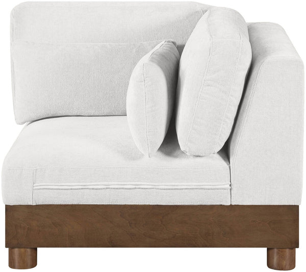 Meridian Furniture Turin Modular Corner Chair Art Deco Chenille Upholstery Low Profile Sectional Living Room Cream - A 606Cream-Corner